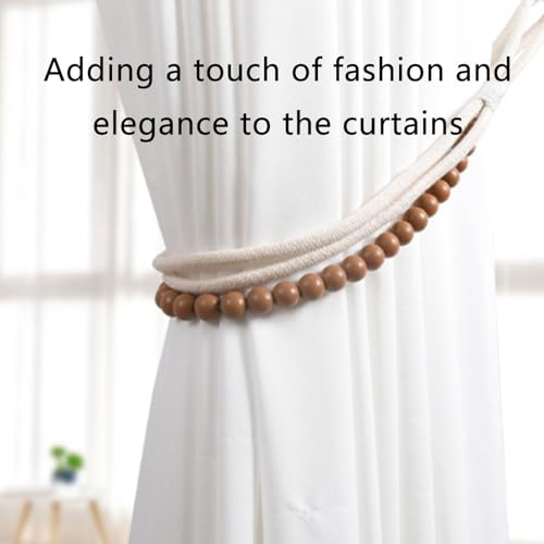 Cuentas de madera para cortinas con diseño largo decorativo en pack de 4 unidades 4