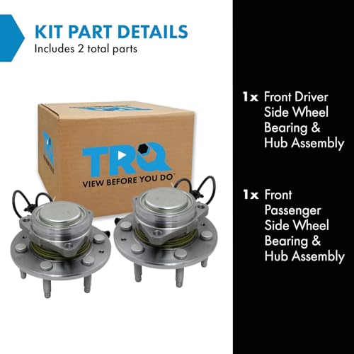 Image of TRQ Front Left and Right Wheel Bearing and Hub Assembly Set 2 Piece Compatible with 2014 Chevrolet Express 1500 Van RWD 2014 GMC Savana 1500 Van RWD