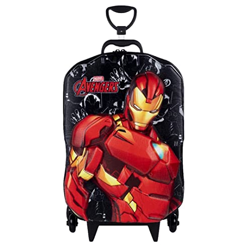 Mochila De Carrinho Homem de Ferro em 3d Infantil Rígida Cor:Preto