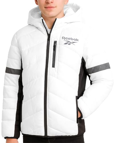 Image of Reebok Boys Puffer Jacket - Heavyweight Quilted Wind & Water Resistant Boys Winter Coat - Insulated Bubble Kids Winter Jacket