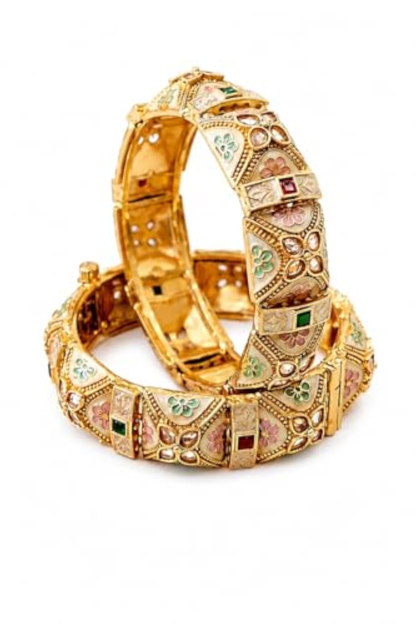 Women's Floral Enamel Design Kada Bangle Set, Traditional