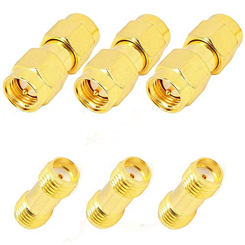 Greluma 6 Piezas SMA Hembra a SMA Hembra Conector de Enchufe Adaptador Coaxial de RF Adaptador Chapado en Oro para Repetidores de Antena WI-Fi Cable de Extensión de Señal de Radio