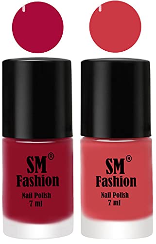 Image of Long Lasting Nail Polish | Nail Paint Combo 7 ml Each) - Set of 2 Raspberry-Punch Pink