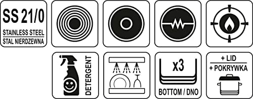 Yato YG-00003 Tiefstocktopf mit Deckel, 24 x 20 cm, 9 l
