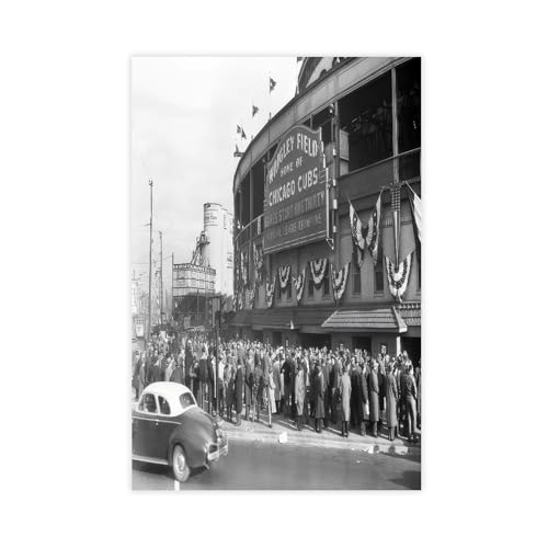 ZYGNBHL 1945 World Series Wrigley Field Canvas Posters Wall Art Bedroom Office Room Decor Gift Unframe 16x24inch