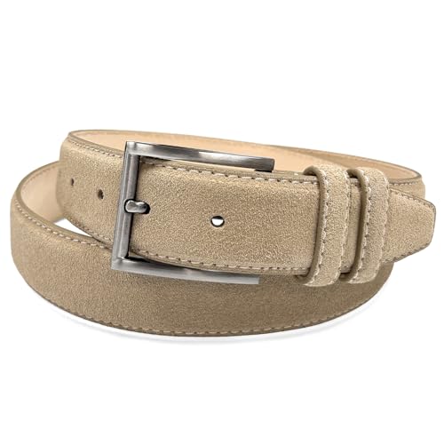 Image of Men's Belt Suede Full Leather Belt Casual Dress Leather Belt 1-3 /8 inch(35mm) Wide, Multi-Style Options
