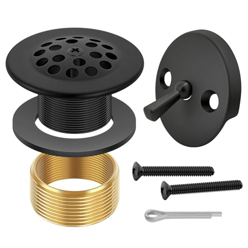 Matte Black Bathtub Drain Tub Trim Set with Trip Lever Overflow Plate