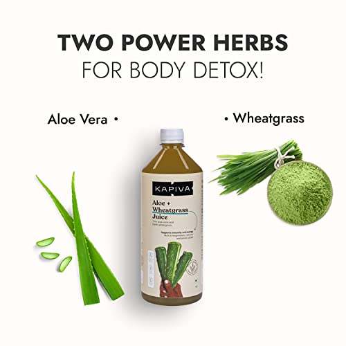 Image of Kapiva Aloe Vera + Wheatgrass Juice Natural Detoxifier (1L) - Enhances Digestion, Fights Gastrointestinal issues
