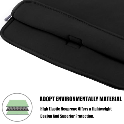 Azonee Laptop Sleeve 15.6 Inch, Durable Travel Briefcase with Two Extra Pockets, Business Document Case, Lightweight Computer Protective Case with HP, Black