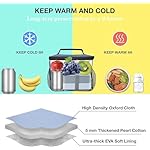 ExtraCharm Insulated Lunch Bag for Women/Men - Reusable Lunch Box for Office Picnic Hiking Beach - Leakproof Cooler Tote Bag Organizer with Adjustable Shoulder Strap for Adults - Black - Image 2