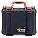 Pelican Protector 1400 Case by ColorCase - Black - Medium Size Waterproof Case (Case Only) - Orange Handles & Latches