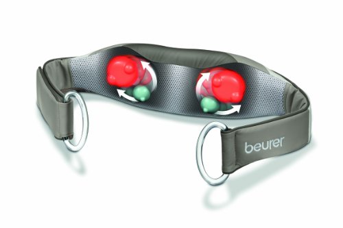 Beurer MG 148 Shiatsu-Massagegürtel für Schultern, Nacken und Rücken, 4 Massageköpfe, Wärmefunktion, Gürtel mit Fixierung und Haltegriffen, 2 Massagerichtungen auswählbar, beige