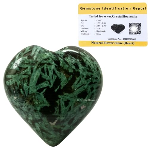 Image of Crystal Heaven Certified Flower Stone Heart Palm Pebbles Stones For Anxiety Stress Relief Massage-Aaa Grade Original Healing Gemstone Agate Heart Palm Stone For Yoga Meditation Spiritual