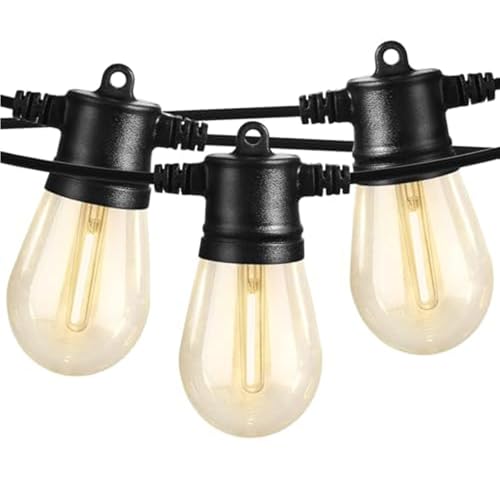 SUNTHIN Outdoor String Lights, 48FT Patio Lights with 16 LED Shatterproof Bulbs for Outside, Backyard, Deck, Porch, Garden, Bistro, Cafe, Party