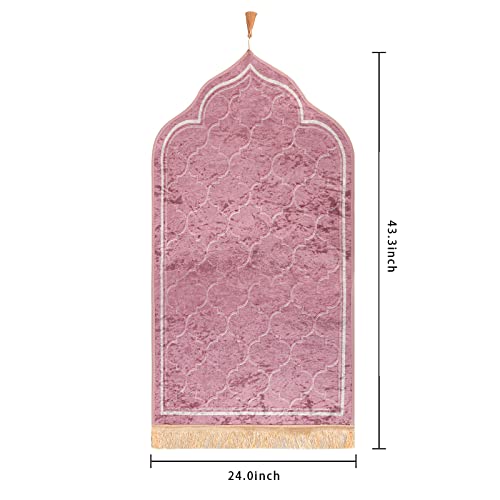 JINTN Islamic Prayer Rug Flannel Thick Padded Muslim Praying Mat for Men and Women Prayer Carpet Mat Traditional Muslim Ramadan Eid Gift - Image 3