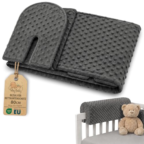 Totsy Baby Funda para protección de Bordes de Cama para cunas Infantiles 80 cm - Protección para armazón de Cama protección contra caídas somier barandilla de Cama Certificado Oeko-Tex Gris