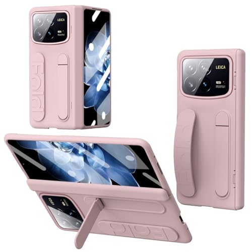 Coque pour Xiaomi Mix Fold4 rose avec béquille et protection écran