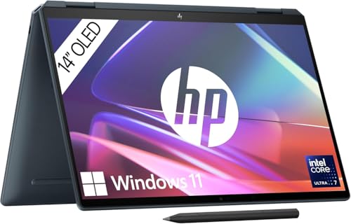 HP Spectre x360 2-in-1 Convertible Laptop | Intel Ultra 7-155H mit integrierter KI | 14 2,8K OLED-Touchpanel | 16GB | 1TB SSD | Windows 11 | QWERTZ | Blau | inkl. USB-C Hub MPP 2.0 Pen
