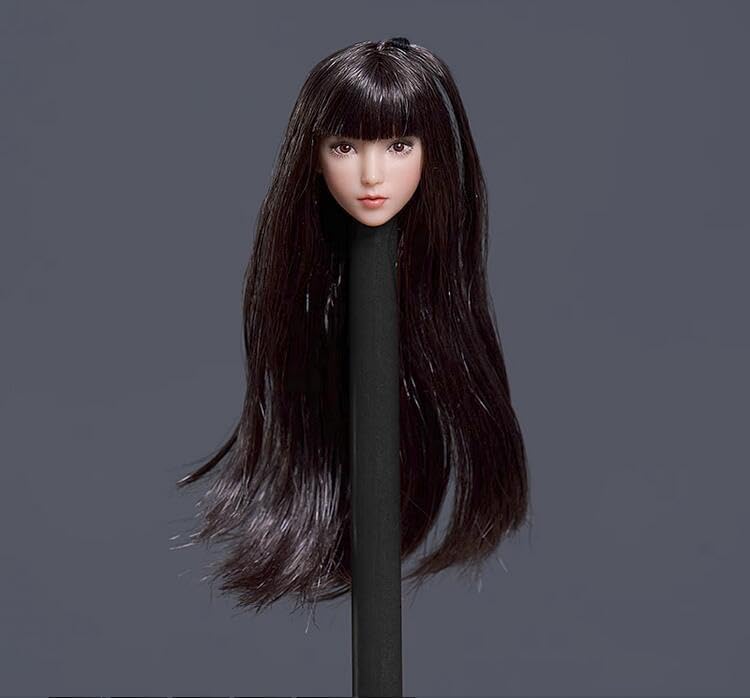 Fremego 1/12 Scale Female Head Sculpt,Asian Girl Pale Skin Head Carved for 6inch Female Seamless Action Figure Collection