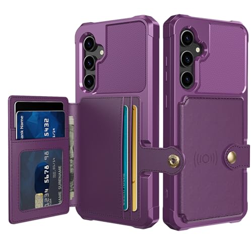 Étui à rabat Galaxy S24 Plus violet en cuir rigide et fentes cartes