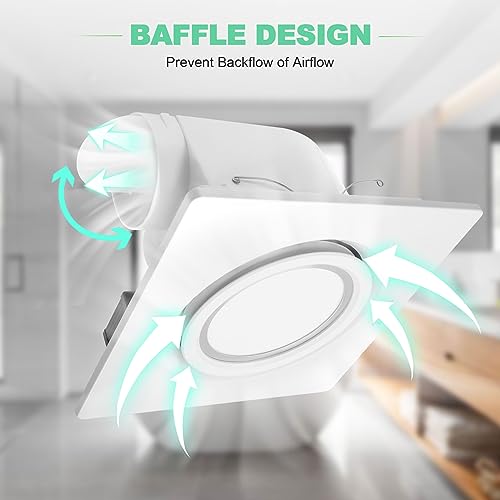 POWERENG Bathroom Exhaust Ventilation with Light,164 CFM 0.7Sones Quiet Ceiling Mount Ventilation Fan,6000K 12W LED,White,110V Vent Fan Ceiling (6000K LED Light) by POWERENG - Used condition - Image 6