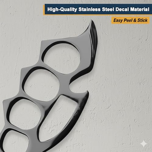 Image of Knuckle Wall & Car Decal Sticker | 3D Metal Design for Home Wall Decoration, Car Door, Bike & Laptop | Self Adhesive, Rustproof, Durable (12.5 x 5.5 cm) (Silver)