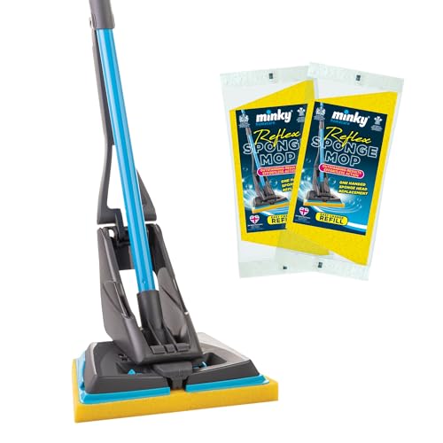 Minky Reflex Mop with 2 Refills Super Absorbent Sponge Powerful Wringing