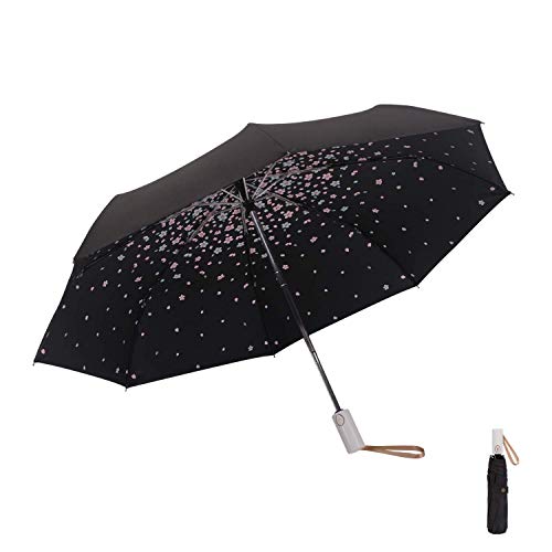 Meiyijia Paraguas, Apertura y Cierre Automático, Compacto y Plegable, Protección UV, Parasol Ultraligero Portátil para Viaje y Resistente al Viento…, 28.5, Diseño elegante