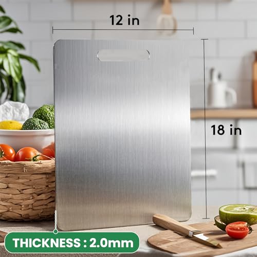 Image of Titanium Cutting Board, 2025 New Upgrade 100% Pure Titanium Cutting Boards for Kitchen, Hygiene & Durability Non Stick Chopping Board, Double sided Cutting Mat, Easy to Clean(18 * 12)