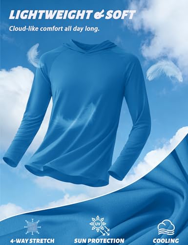 Image of KEFITEVD Men's Sun Hoodie Long Sleeve Fishing UPF 50+ SPF Quick Dry Shirts