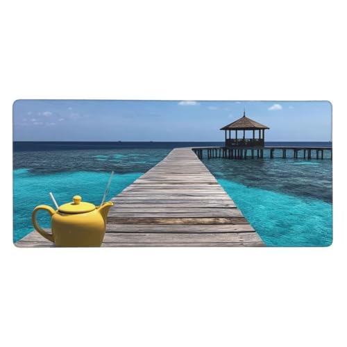 Alfombrilla De Ratón （800 x 400 x 3 mm） Casa Junto Al Mar Alfombrilla De Ratón Extendida De Gran con Base De Goma Antideslizante, Mejora La Precisión Y La Velocidad, Lavable, para Gamers, Pc N3314