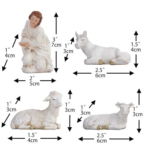 Zayton Nativity Set Christmas Indoor 11 Pcs 5.5 Inch Scene Statue Figurines Jesus Manger Crib Ornament Church Xmas Home Catholic Religious Decoration