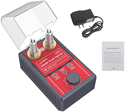 Spark Plug Tester, Automotive Dual Holes Ignition Plugs System Analyzer with Adjustable Dual Holes Ignition Tester and Protective Cover Spark Plug 0 to 6000rpm Adjustable for 12mm Spark Plug