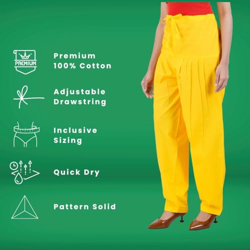 Image of Happy Bunny Salwar Pant - Modern Style Pure Cotton for Women - Ethnic Semi Patiala Trouser - Office,Home - All Day Comfort Wear with Drawstring