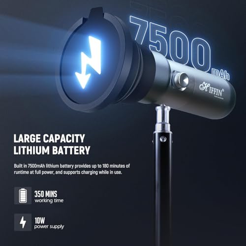 Image of HIFFIN G-Flash RGB Photography Flashlight Portable Video Light LED Spotlight 7500mAh Battery 1-100% Dimming 4 Color Modes 20 GOBO Filters USB-C for Recording Studio Lighting, YouTube, Reels, Vlogging