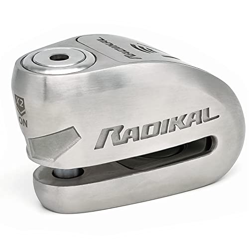 RADIKAL RK910S Antivol Moto Homologu&eacute; SRA, Bloque Disque Alarme Premium X2-ON, Serrure Haute S&eacute;curit&eacute; Anti-Per&ccedil;age Anti-Crochetage, Double Verrouillage 10mm, Bloc Acier Inox Anti Vol pour Moto Scooter