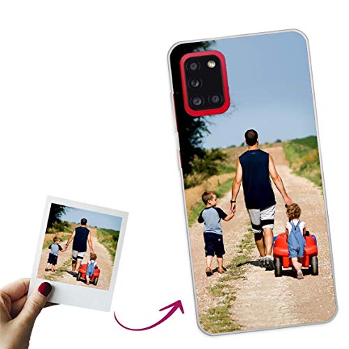 Mookase Funda para Samsung Galaxy A31 Personalizada para TU MÓVIL con Imagen O Texto, Carcasa Personalizable, Gel Flexible, Borde Trasparente, Regalo Original