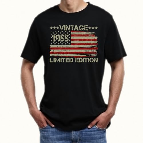 70th Birthday Gifts for Men Shirt Vintage 1955 Shirt for Men Women American Flag T-Shirt Funny Gift2