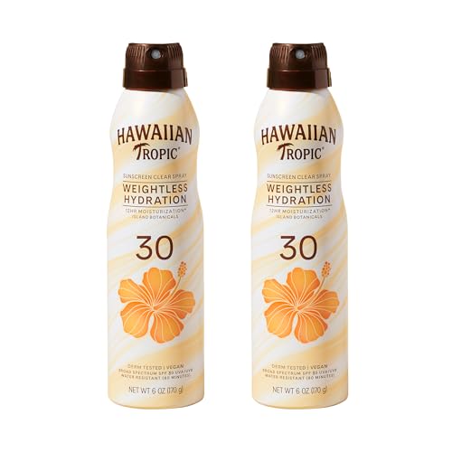 20% coupon - Hawaiian Tropic Weightless Hydration Clear Spray Sunscreen, 6oz, 2 bottles, add 2 for big savings