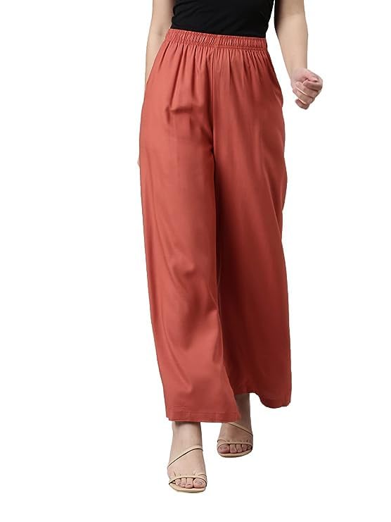 Image of Fancy Star Women Super-Combed Cotton and Rayon Solid Full Length Regular Palazzo