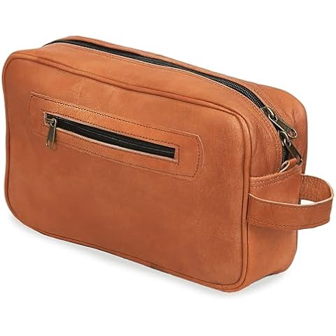 VC VINTAGE COUTURE Leather Toiletry Bag for Men - Large Leather Men's Toiletry Bag for Traveling - Leather Travel Kit - Real Leather Dopp Kit for Men - Leather Shaving Bag for Travel Cover