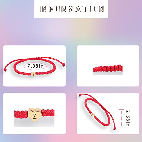Initial Bracelets For Women,A-Z Bracelets Braided Men Teen Girls Boys Handmade,26 Initial Bracelet Heart Letter Woven Braceletdaintymother's Day Mom Christmas Gifts Valentine's Day Jewelry (Red, M) #TOP1