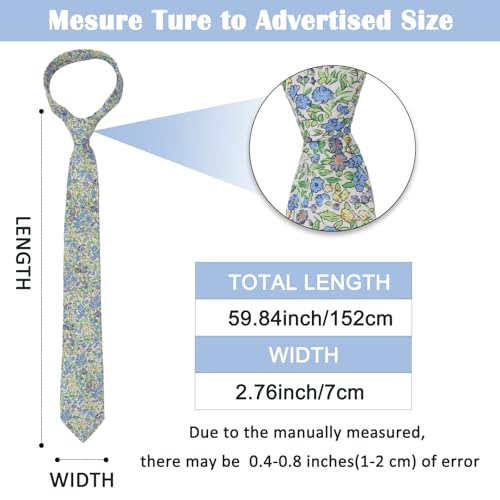 Image of Mantieqingway Men's Cotton Floral Neck Tie 2.56'' Printed Skinny Tie