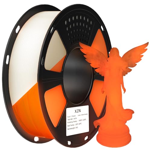 ⚡ XZN PLA Filament Glow in The Dark, 3D Printer Filament 1.75mm, 1KG Glow PLA Filament Luminous (Glow Orange)