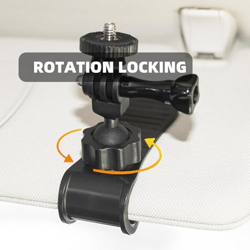 Image of MTRoyaldia Car Sun Visor Mount for In-sta360 X5 X4 X3, Car Mount Inside Holder with Phone Clip for DJI Osmo Pocket 3 /360 Action 5 Pro 4 3 /Xtra Muse, Go-Pro POV Mount Vlog /Video Smartphone Accessories