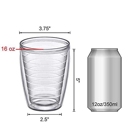 Amazing Abby - Alaska - 16-Ounce Insulated Plastic Tumblers (Set Of 4), Double-Wall Plastic Drinking Glasses, All-Clear High-Balls, Reusable Plastic Cups, Bpa-Free, Shatter-Proof, Dishwasher-Safe #TOP3