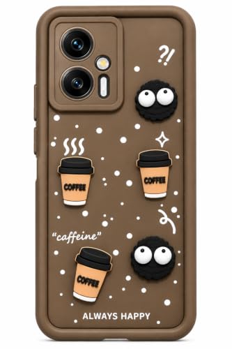 Image of Bintage Back Cover Compatible for Xiaomi Redmi K50i 5G | Cute 3D Taddy Ball Bear Milk Cake Coffee Silicon Case Full Body & Camera Protection - Brown