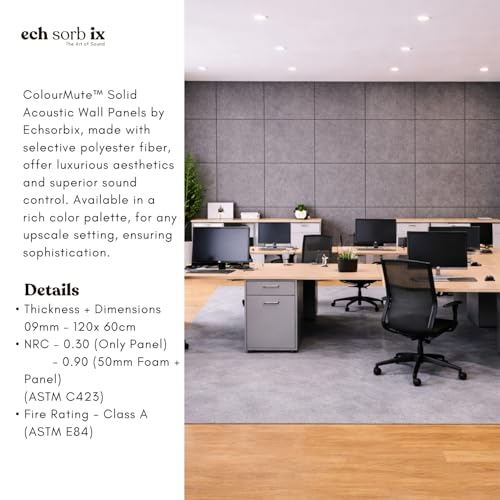 Image of MMT Acoustix Premium Felt Acoustic Panels for Offices, Bedrooms & Studios | Sustainable PET Felt Panels for Echo Reduction & Sound Absorption | 4x2 Ft, 9mm Thick | Smoke Exceptional - Pack of 4