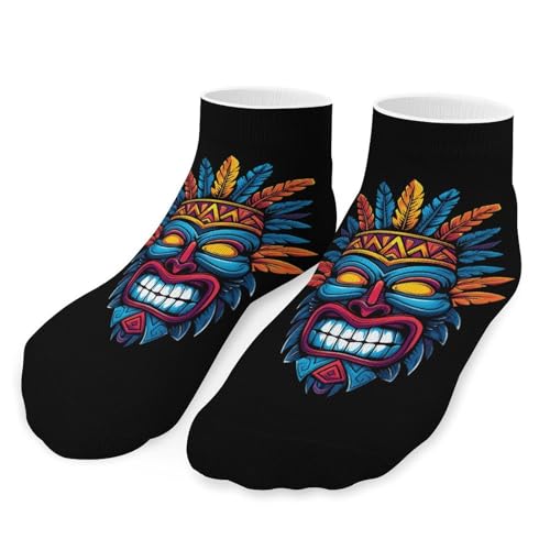 Hawaii Tiki Mask Printed Ankle Socks No Show Sock Low-Cut Athletic Socks for Men Women 1 Pair