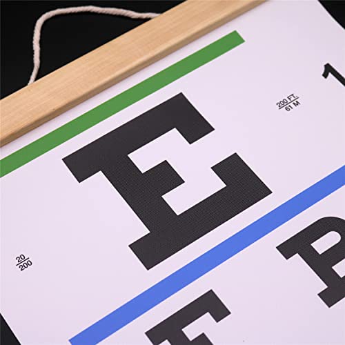 Eye Chart Canvas Non-Reflective Snellen Low Vision Eye Chart Ready To Hang Wooden With Wooden Framed Wall Decor 22'' X 11'' #TOP3